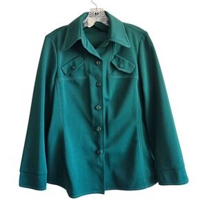 Alex Colman 14 Shirt Jacket Mens Green Excellent 70s Vintage Contrast Stitching